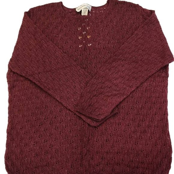 Norton McNaughton Women's Berry Color Open Knit Eyelet Pullover Sweater Medium N - Picture 6 of 10